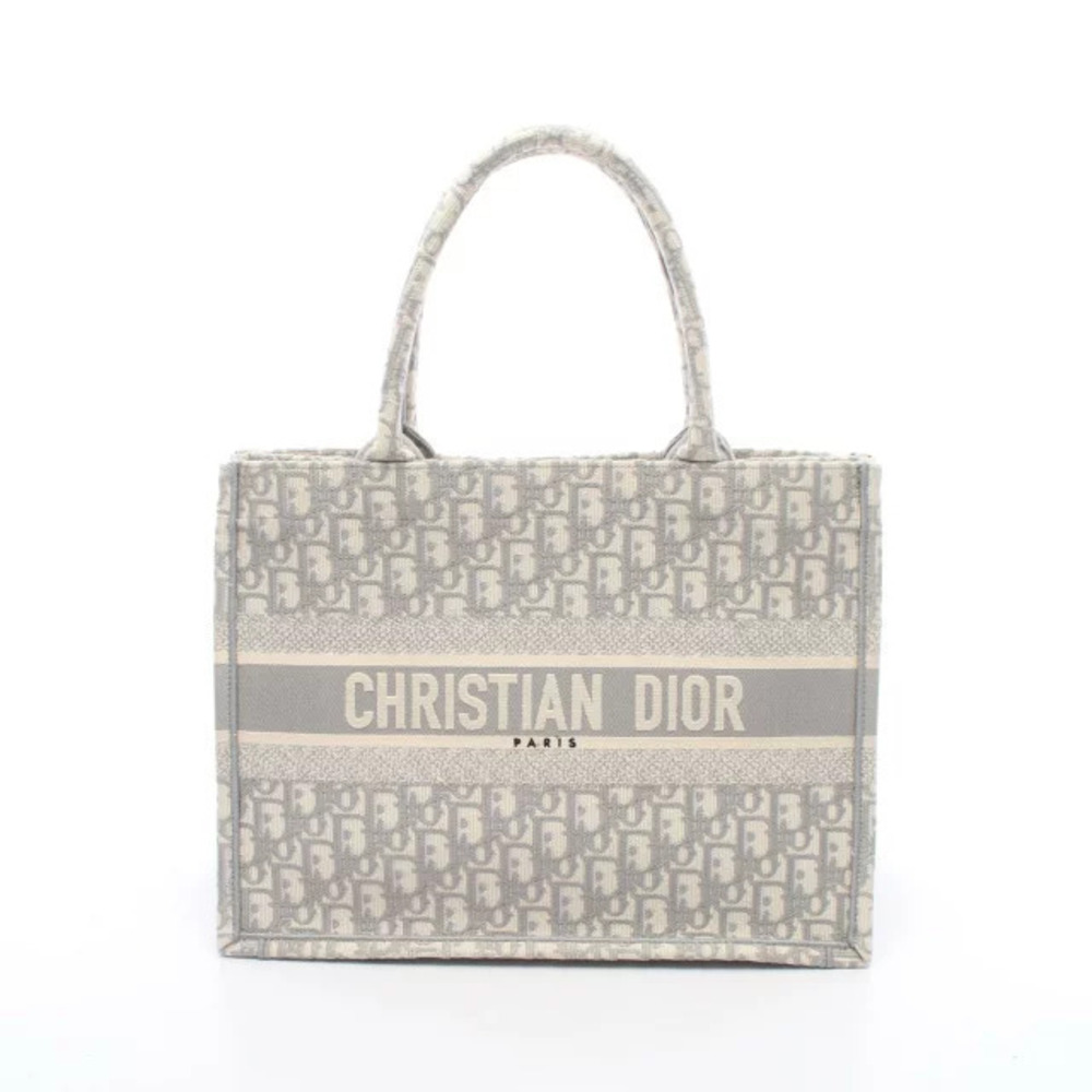 Christian Dior BOOK TOTE Bag Canvas White Gray